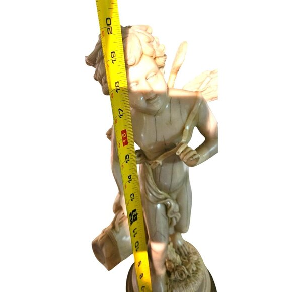 Antique Cupid Sculpture Resin Faux Ivory Resin 20" Tall Mid-Century Modern - Picture 2 of 15